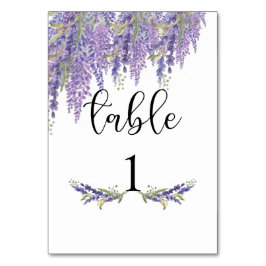 Lila Hochzeit der Wisteria Tischnummer