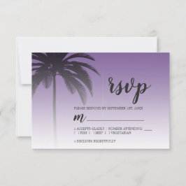 Lila Hochzeit des tropischen Palmenbaums RSVP Karte