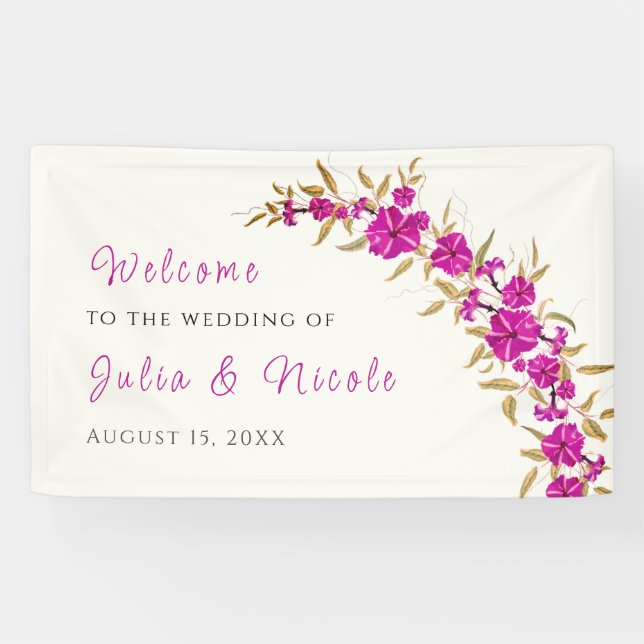 Lila Hochzeit des Wilden Trumpeten Weingarten Banner (Horizontal)