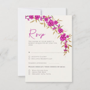 Lila Hochzeit des Wilden Trumpeten Weingarten RSVP Karte