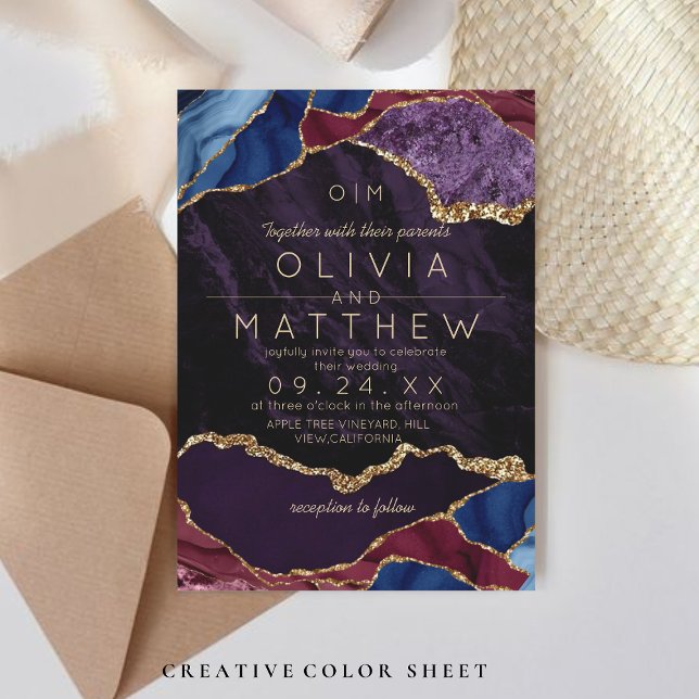 Lila Hochzeit Einladende Monogram modern Einladung (Von Creator hochgeladen)