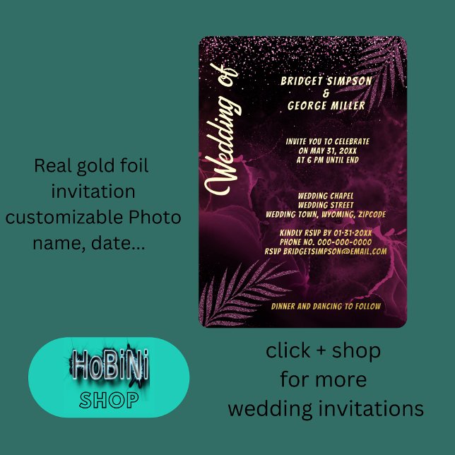 lila Hochzeit Folieneinladung (dark purple elegant classy wedding  foil invitation)