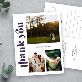 Lila Hochzeit Foto Vielen Dank Postkarte