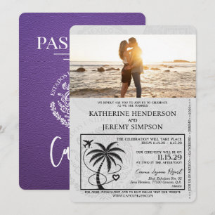 Lila Hochzeit in Cancun Einladung