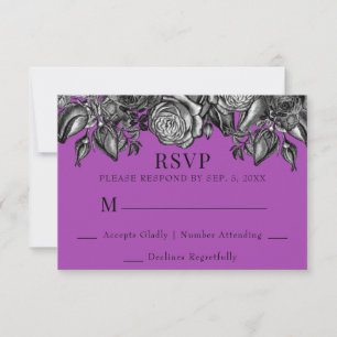 Lila Hochzeit in Schwarz und Weiß RSVP Karte