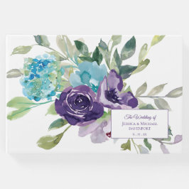 Lila Hochzeit mit blauer Wasserfarbe Gästebuch