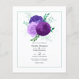 Lila Hochzeit mit Blumenmuster Flyer