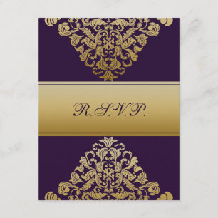 lila Hochzeit mit Edelgold RSVP Karte