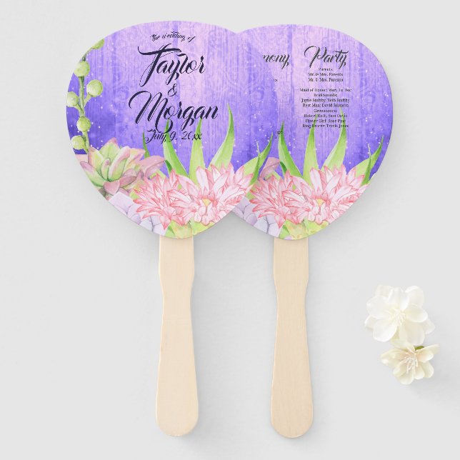 Lila Hochzeit mit magischen Wasserfarben Fächer (Vorne und Hinten)
