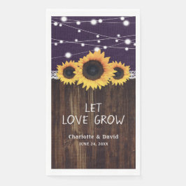 Lila Hochzeit mit Rustic Burlap Wood Sunflower Serviette