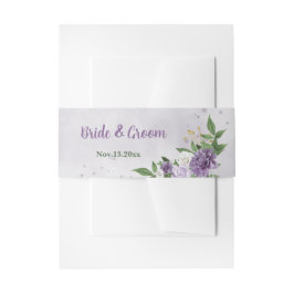 lila Hochzeit mit weißer Blüte Einladungsbanderole