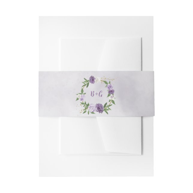 lila Hochzeit mit weißer Blüte Einladungsbanderole (Vorderseite Beispiel)