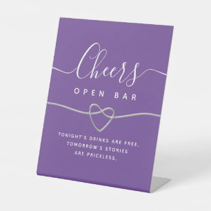 Lila Hochzeit Offener Bar Schild