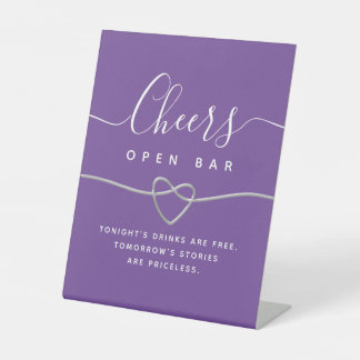 Lila Hochzeit Open Bar Sign Sockelschild