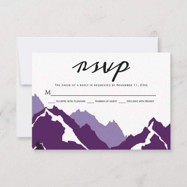 Lila Hochzeit RSVP Antwortkarte (Vorderseite)
