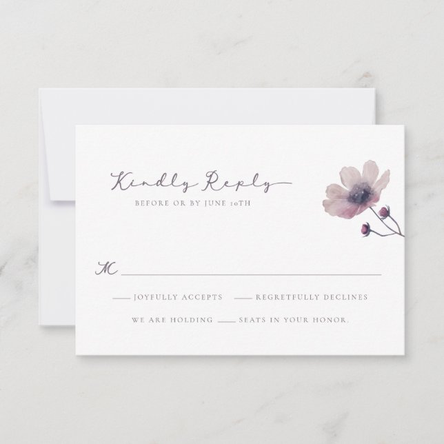 Lila Hochzeit RSVP Karte (Vorderseite)