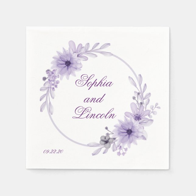 Lila Hochzeit Serviette (Vorderseite)