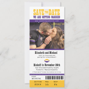 Lila Hochzeit Sichern Sie das Date Football Ticket Save The Date