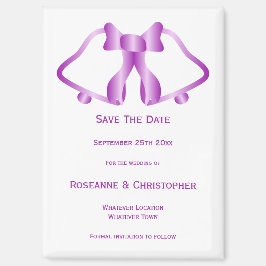 Lila Hochzeit Speichern Sie das Date Magnet Bells 