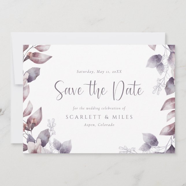 Lila Hochzeit speichert das Datum Save The Date (Vorderseite)