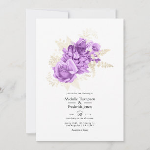 Lila Hochzeit und Hochzeit von Elfenbein Einladung