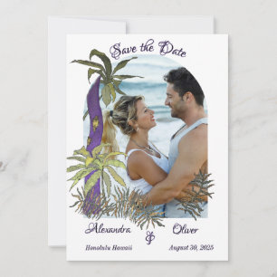 Lila Hochzeit von Gold & Green Rainforest Watercol Save The Date