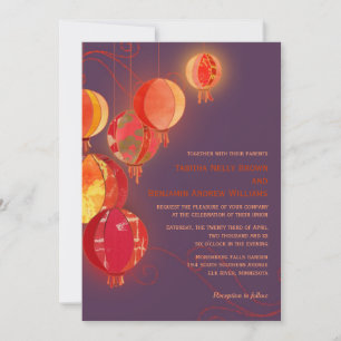 Lila Hochzeit von Rot-Papier-Lanterns Einladung