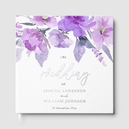 Lila Hochzeit von Wasserfarben Gästebuch