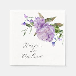Lila Hochzeit von Wasserfarben Serviette
