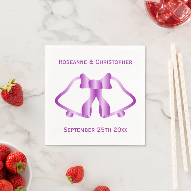 Lila Hochzeiten Napkins Glocken und Band Serviette (Beispiel)