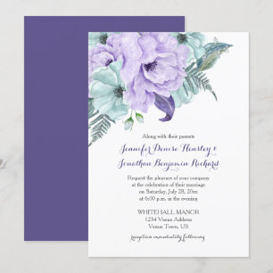 Lila Hochzeiten von Lavendel- und Minzpferden Einladung