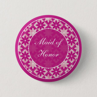 Lila Hochzeits-Party-Blumenfliesen-Knopf Button