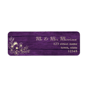 Lila Hochzeits-Rücksendeadresse mit Blumenmuster