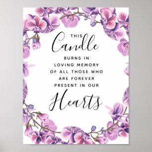 lila Hochzeitsblumen Gedenkkerzen-Schild Hochzeit Poster