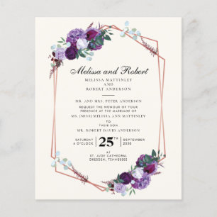 Lila Hochzeitschrift mit geometrischer Struktur