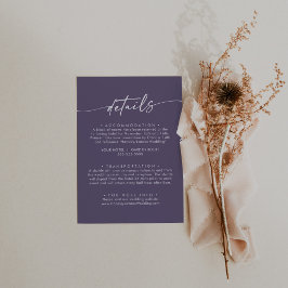 Lila Hochzeitsdetails von Boho Chic Plum Begleitkarte