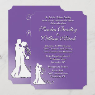 Lila Hochzeitseinladung von Braut und Groom Royal Einladung