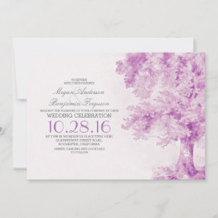 lila Hochzeitseinladungen mit alten Bäumen Einladung