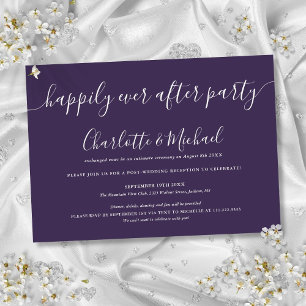 Lila Hochzeitsfeier 'Happily Ever After' Einladung