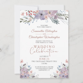 Lila Hochzeitsfeier mit Wasserfarbe Einladung