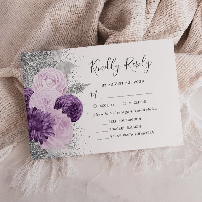 Lila Hochzeitsfeier RSVP Karte (Von Creator hochgeladen)