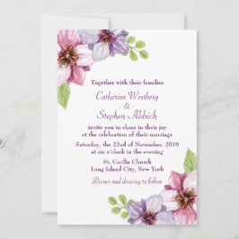 Lila Hochzeitsfeiern in Flora und Blume Einladung