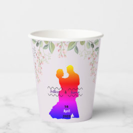 Lila Hochzeitsgeschenk-Tags Pappbecher