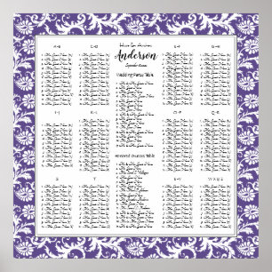 Lila Hochzeitskarte mit Ultra-Violet-Damast Poster