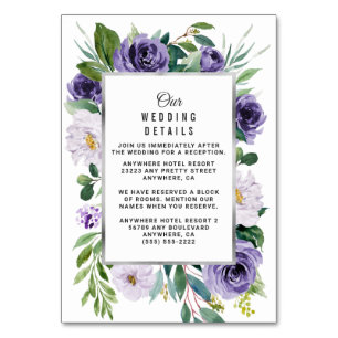 Lila Hochzeitskarten für Silberfloral Lilac Tischnummer