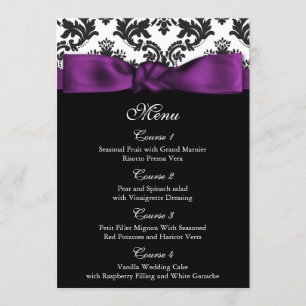 lila Hochzeitsmenü Menükarte