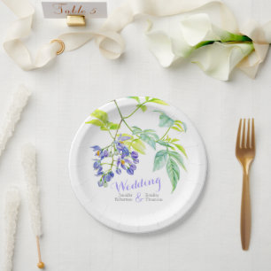 Lila Hochzeitspapiere Teller der botanischen Kunst