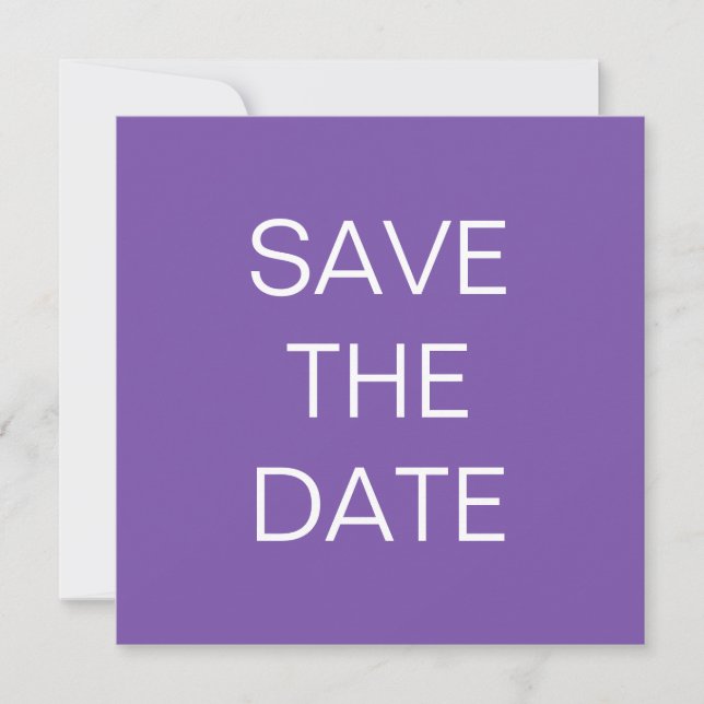 Lila Hochzeitsplatz mit einfachem Text Save the Da Date (Vorderseite)
