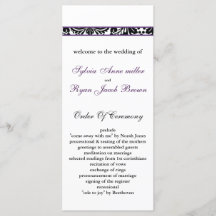 lila Hochzeitsprogramm für Damast