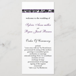 lila Hochzeitsprogramm für Damast Programm